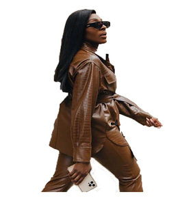 Women's brawn Genuine Leather Moto Jacket Full Sleeve <b>Zipper</b> Closure Stand Collar Autumn Style - Product Image 5