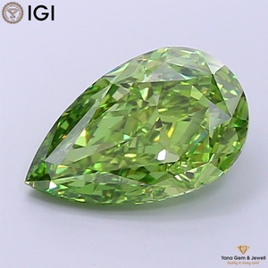 เพชรคุณภาพสูง 4.00 กะรัต ผลิตในห้องปฏิบัติการด้วยวิธี CVD ความใส VS1 สีเขียวสดใสทรงลูกแพร์ พร้อมใบรับรอง IGI สำหรับแหวนลายเซ็น - Product Image 1