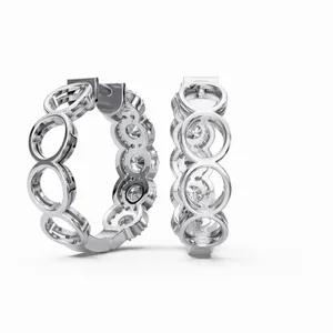 Pendientes de Aro de Oro Blanco de 18K con Corte Redondo y Claridad VVS, Cultivados en Laboratorio y Certificados por IGI, con 114 Piezas para Mujer - Diseño Moderno - Product Image 2