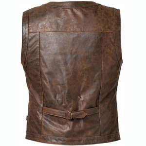 Gilet de moto en cuir de vachette ciré marron de haute qualité pour homme, gilet d'hiver uni décontracté, écologique, imperméable et à séchage rapide - Product Image 5