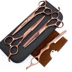Tijeras de Peluquería de Acero Inoxidable para Hombres y Mujeres, Uso Doméstico, Color Marrón, Juego de Tijeras Profesionales para Cortar el Cabello - Product Image 1