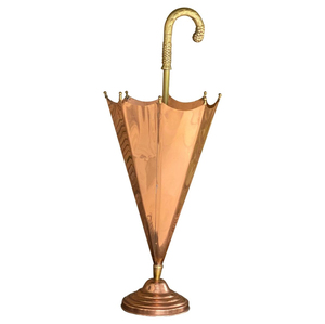 Support de parapluie en cuivre massif en forme de parapluie avec poignée en laiton antique, style vintage, porte-parapluie en métal pour entrée, hall d'hôtel - Product Image 1