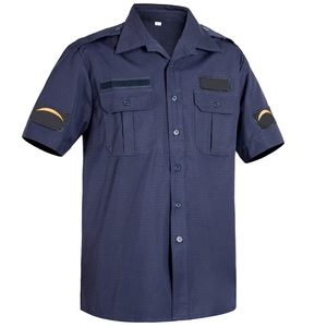 Men's Short Sleeve Ripstop Utility Shirt Epaulettes Dual Chest Pockets Velcro <b>Badge</b> Tab <b>Security</b> Workwear OEM Wholesale - Product Image 1