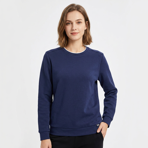 Sudadera de Cuello Redondo Azul Marino para Hombre, Corte Regular, Tejido de Punto, Color Sólido, Informal, Manga Larga - Product Image 5