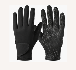 <b>Men</b> <b>s</b> Black Grip Riding Gloves Solid Color Regular Fit Textile Equestrian Accessories Durable Horse Riding Outfit Breathable - Product Image 1