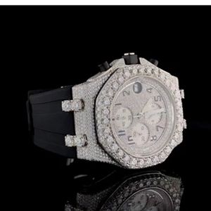 Reloj de Alta Calidad con Diamantes Moissanite DEF Cultivados en Laboratorio, Estilo Hip Hop, para Negocios, 40mm, Movimiento de Cuarzo, Aleación, Incoloro - Product Image 3