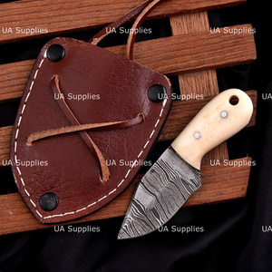 Cuchillo de Caza de Acero de Damasco de Grado Industrial UA Supplies, Hoja Recta, Mango de Madera, Cuchillo Utilitario EDC para Supervivencia al Aire Libre - Product Image 3