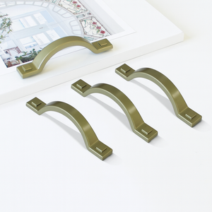 Eco-Friendly Durable Modern Curved Zinc Alloy Cabinet Handle Satin Brass <b>Drawer</b> <b>Pull</b> for Dresser Bedroom Kitchen Bathroom Dining - Product Image 4