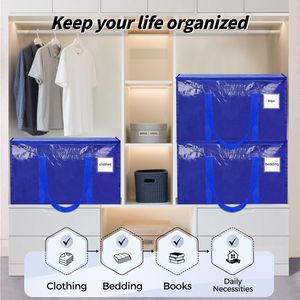 8 Pack Extra <b>Large</b> Heavy-Duty Moving Boxes Blue Storage <b>Bins</b> Reinforced Handles Heavy-Duty Zippers Multipurpose Storage Bags - Product Image 5
