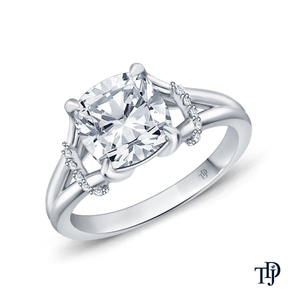 Anillo de compromiso de oro de 10K con diamantes cultivados en laboratorio, con detalles en baguette y redondos, estilo antiguo. Fabricante internacional mayorista y minorista OEM. - Product Image 2
