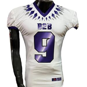 Maillot de football américain avec photo réelle, respirant, grande taille, broderie extensible, sergé, sublimation intégrée, court d'automne - Product Image 1