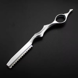Hair Cutter Metal Single <b>Edge</b> Blade Straight Carbon Steel Safety Razor with <b>Rubber</b> Handle Right-Handed for Hair Thinning - Product Image 3