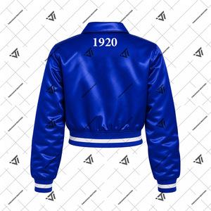 Custom Greek Zeta Phi Beta Sorority Clothing Embroidered Satin Crop Bomber <b>Jacket</b> College <b>Jacket</b> Greek Paraphernalia - Product Image 2
