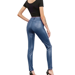 Pantalon taille haute en similicuir souple pour femme, coupe ajustée, élégant et décontracté, mode, sur mesure, OEM, ODM, fabricant en gros - Product Image 4
