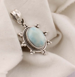 Pendentif en Larimar Naturel, Bijoux en Argent Sterling 925, Vente en Gros, Collier en Pierre Précieuse Larimar Bleu Océan pour Femmes, Argent Fait Main - Product Image 6