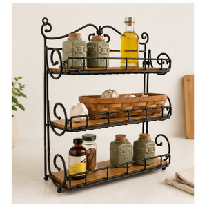 Estante Organizador de Hierbas y Especias de Hierro Forjado de 3 Niveles Estilo Vintage, Estante de Almacenamiento para Cocina, Frascos y Condimentos para una Organización del Hogar que Ahorra Espacio - Product Image 4