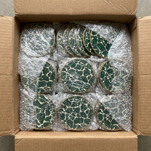 Ensemble de sous-verres en mosaïque de marbre personnalisés faits à la main, motif terrazzo vert, sous-verres en pierre naturelle pour la maison - Product Image 3