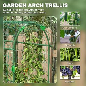 Arche de jardin en métal verte 17'' x 72'' x 72'' en forme de A pour plantes grimpantes, avec filet de grimpement inclus - Product Image 5