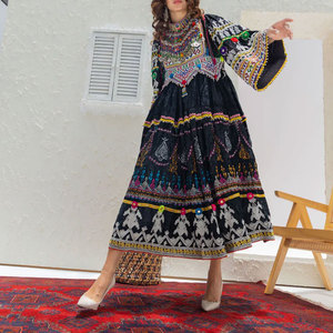 Vestido afgano para mujer, de manga larga, hecho a mano, tradicional, étnico, maxi vestido, ropa modesta de moda para uso diario. - Product Image 6