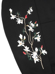 Men's <b>Black</b> Hooded Zip-Up <b>Sweatshirt</b> With Floral Bird Embroidery Regular Fit Casual Autumn Wear - Product Image 3