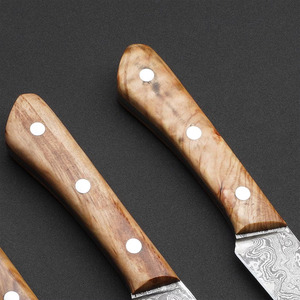 Ensemble de couteaux à steak de cuisine en acier Damas personnalisé, lame pleine longueur, manche en bois, pour survie en extérieur, camping, usage hôtelier, vente en gros, ambidextre - Product Image 3
