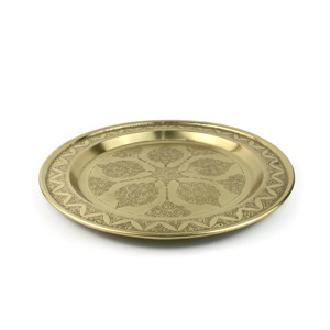 Assiette de service en laiton faite à la main pour la cuisine et la restauration hôtelière, assiette ronde en métal couleur antique, plateau de service. - Product Image 3