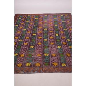 ผ้าห่มปักลายอินเดียทำมือ Lavinas ผ้าปูที่นอนลายดอกไม้สไตล์วินเทจ ผ้าคลุมเตียงโบโฮ ผ้าห่มอเนกประสงค์สำหรับทุกฤดู - Product Image 1