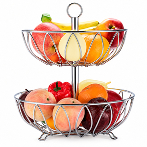 Panier à fruits en métal à 2 niveaux pour comptoir, support de rangement double couche en fer pour cuisine, vente directe d'usine en gros - Product Image 3