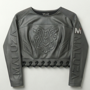 MALUZA INDUSTRIES Haut court pour femme de qualité supérieure, texture cuir, marque de mode urbaine - Product Image 1