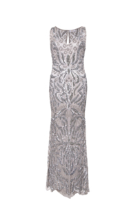 Vestido de Noche de Lentejuelas Color Champán de Lujo |   Vestido de sirena sin mangas con cuello en V |   Elegante Fiesta Formal |   Invitado de Boda |   Vestido de Graduación para Mujer - Product Image 1