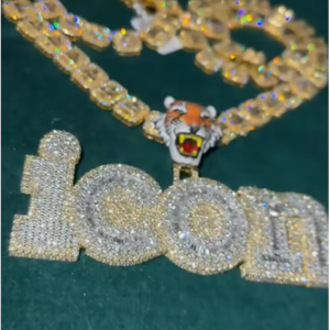 Colgante de Letra Personalizado de Hip Hop con Moissanita Iced Out, Colgante 3D de Plata 925 con Letra Inicial de Moissanita de Laboratorio para Hombre - Product Image 1