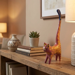 Statue de chat en bois d'albizia faite à la main, grande taille, figurine animale, artisanat de Bali, décoration d'intérieur, sculpture en bois, cadeau en bois - Product Image 2