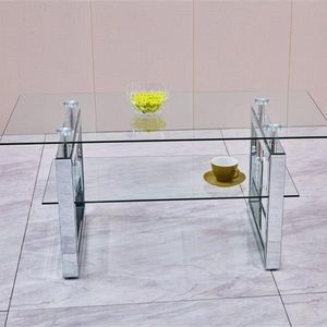 โต๊ะกาแฟกระจกนิรภัยใส 39.4" X 19.7" X 17.7" สำหรับห้องนั่งเล่นสไตล์โมเดิร์น - Product Image 6