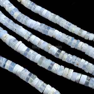 ลูกปัดหินอาเกตลูกไม้สีน้ำเงินธรรมชาติทรงเหลี่ยมขนาด 6-7 มม. รูปทรงยางรถยนต์ ลูกปัดพลอยหลวมสำหรับทำเครื่องประดับ ลูกปัดอาเกตลูกไม้ - Product Image 4