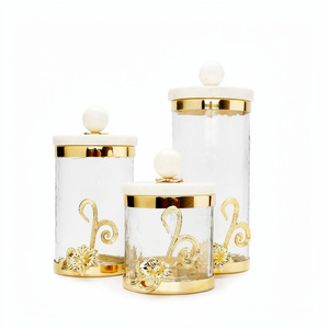 Wholesale Unique Style <b>Kitchen</b> Airtight Metal Golden Flower Food <b>Storage</b> <b>Jar</b> Tea Coffee Sugar Canister with Lid - Product Image 1