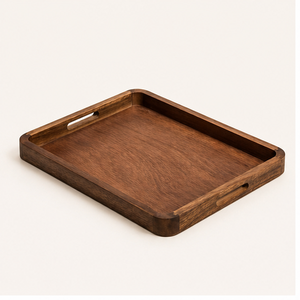 Premium Handcrafted Wood Rectangular Serving <b>Tray</b> With Cutout Handles For Kitchen Coffee Table And <b>Breakfast</b> Eco-Friendly - Product Image 1