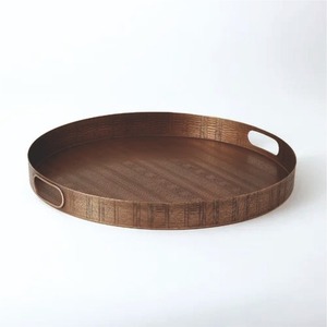 Plateau de service rond en laiton doré de luxe, décoratif et texturé, pour table basse, hôtel, restaurant, vaisselle. - Product Image 4