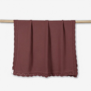 100% Cotton Eco-Friendly Spring Autumn Knitted Rectangle Solid Color <b>Throw</b> Customized Packaging Heirloom Baby <b>Blanket</b> in Vietnam - Product Image 5