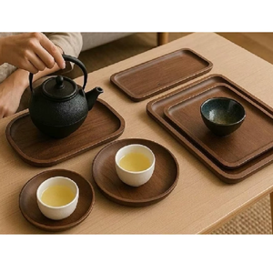 Hammont Wooden <b>Nested</b> Serving Trays 5 Piece Rectangular Tray Set with Cut-Out Handles Perfect for Crafts Kitchen & Dining Decor - Product Image 1
