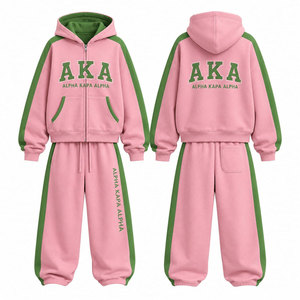 Ensemble de survêtement rose à capuche Alpha Kapa Alpha pour femme, pantalon de survêtement long décontracté 100 % coton, coupe ample, idéal pour l'automne - Product Image 4