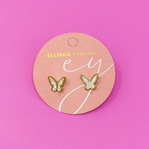 Orecchini con Ciondoli e Charms a Forma di Farfalla con Conchiglia Dorata - Product Image 2