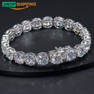 Envío Directo, Pulsera de Diamantes Moissanite VVS Reales de Plata de Ley 925 de 10 mm, Joyería Fina para Hombres y Mujeres - Product Image 1