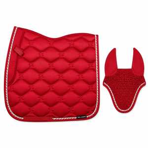 Juego de Ropa de Montar Unisex: Manta de Silla de Montar Acolchada Roja de Sarga Deportiva y Cubrecuello de Malla, Tejido Transpirable de 140g con Estampado Digital - Product Image 1