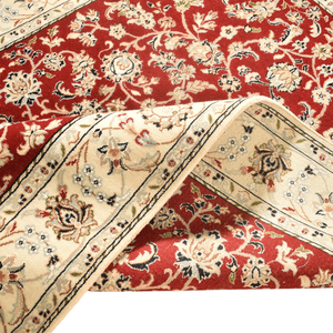 Tapis d'intérieur en laine de Nouvelle-Zélande fait main, motif floral rouge, à poils ras, résistant aux taches - Product Image 4