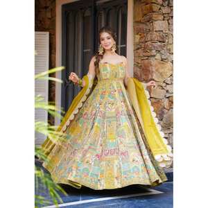 Vestido de diseñador Anarkali y Dupatta para fiesta-Talla XS - Product Image 1