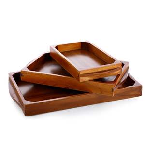 Plateau de service rectangulaire en bambou artisanal avec poignées, brun, pour thé et café - Product Image 5