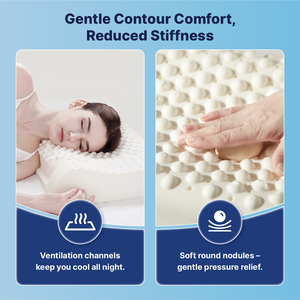 Oreiller ergonomique moderne pour le cou, garnissage en latex, design minimaliste, 100% latex naturel, nœuds de massage, respectueux de l'environnement - Product Image 2