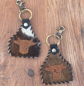 Nuevo llavero cosido de cuero con estilo occidental para ocultar el pelo, gran oferta, llaveros de cuero genuino, llavero de lujo de cuero con forma única - Product Image 2