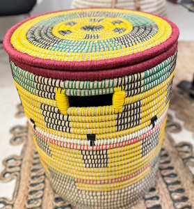 Grand panier en paille de jonc, couleurs mélangées, 100% écologique, haute qualité, durable, respirant, biodégradable, multifonction - Product Image 5