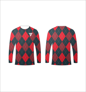 เสื้อยืดแขนยาวลายพรางสีขาวดำสำหรับผู้ชาย ลายตารางอาร์ไกล์ คอกลม เสื้อยืดลำลอง สตรีทแวร์ เสื้อสำหรับออกกำลังกาย - Product Image 4